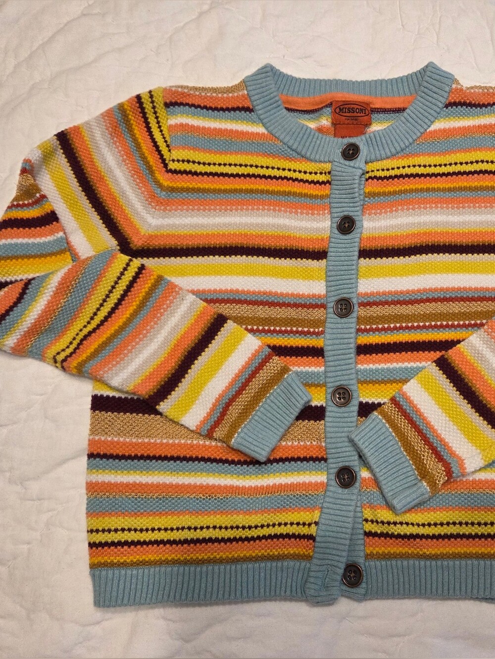 Missoni For Target Kids Striped Multi-Color Button-Front Cardigan Large